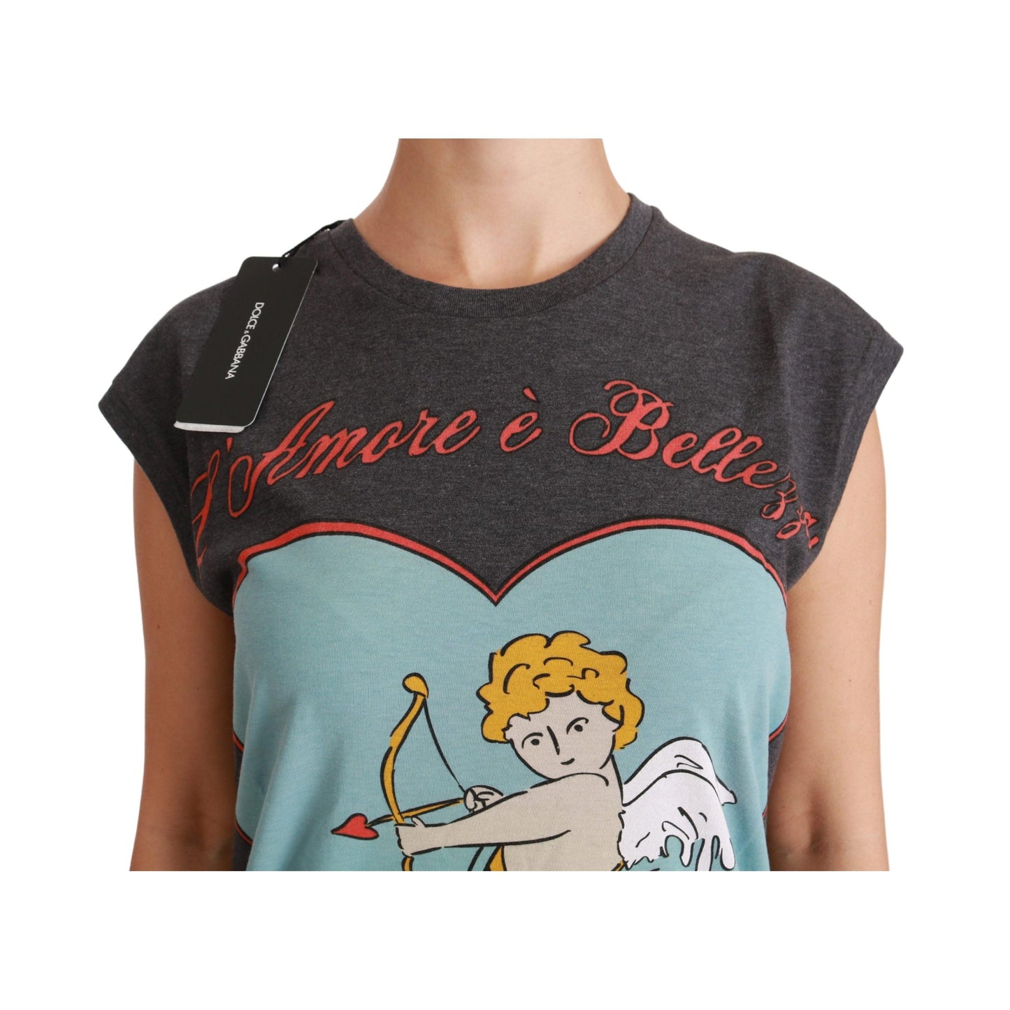Gray L'Amore E'Bellezza Cotton Top T-shirt