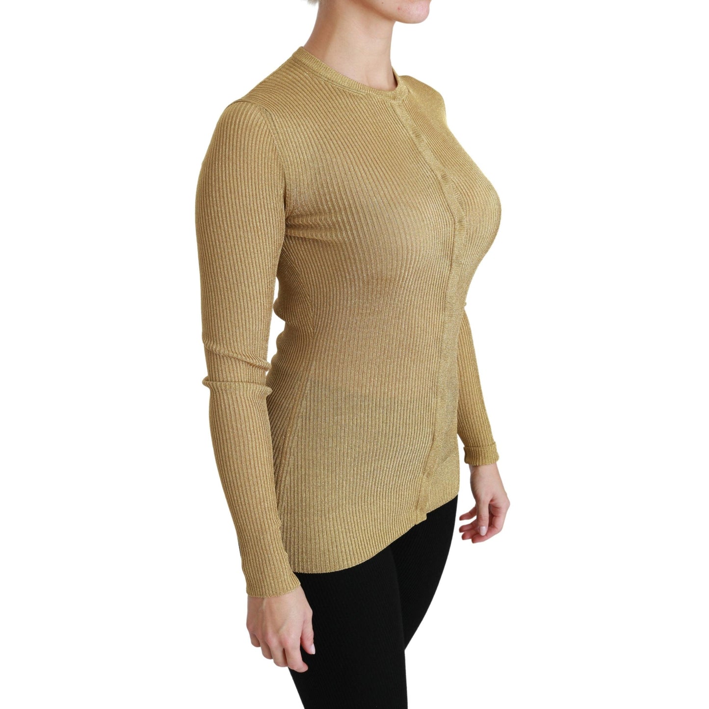 Gold Long Sleeve Cardigan Viscose Sweater