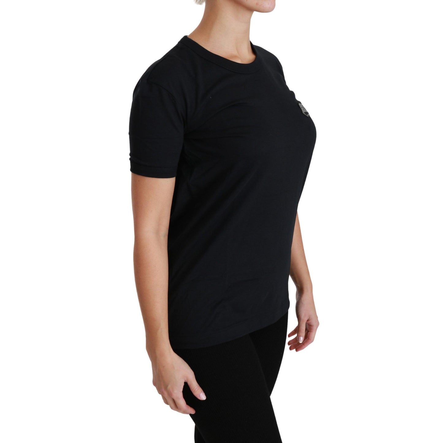 Blue Amore Patch Crewneck Cotton Top T-shirt