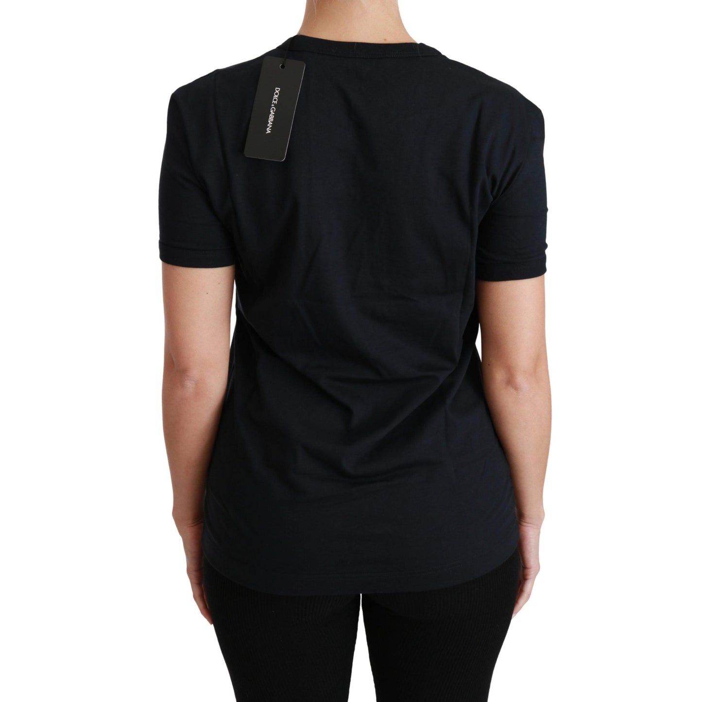 Blue Amore Patch Crewneck Cotton Top T-shirt