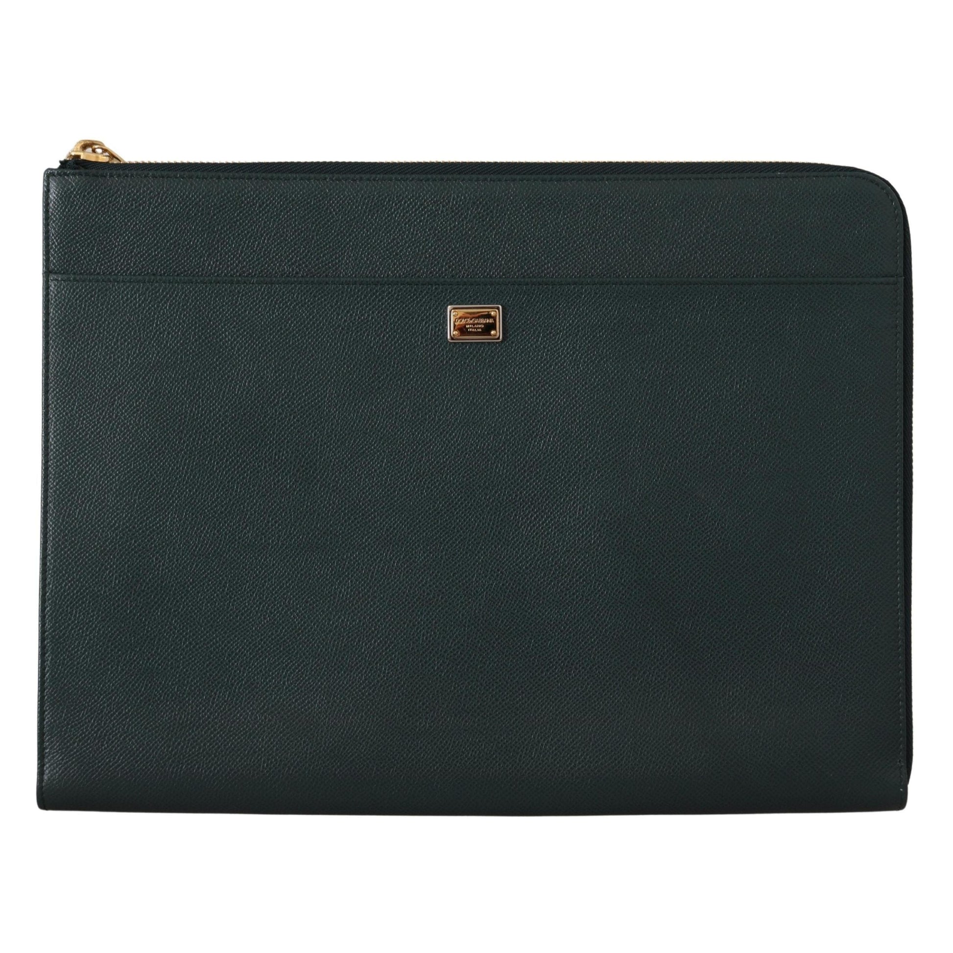 Green Leather Document Holder Zip Around Pouch Wallet - coffeewithmee2