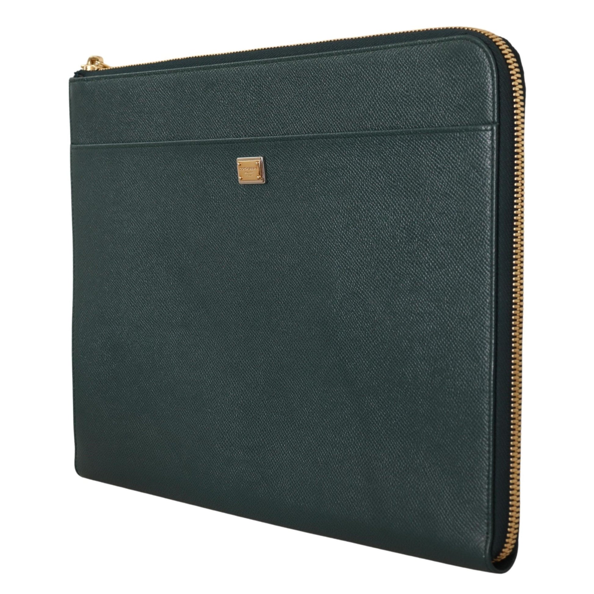 Green Leather Document Holder Zip Around Pouch Wallet - coffeewithmee2