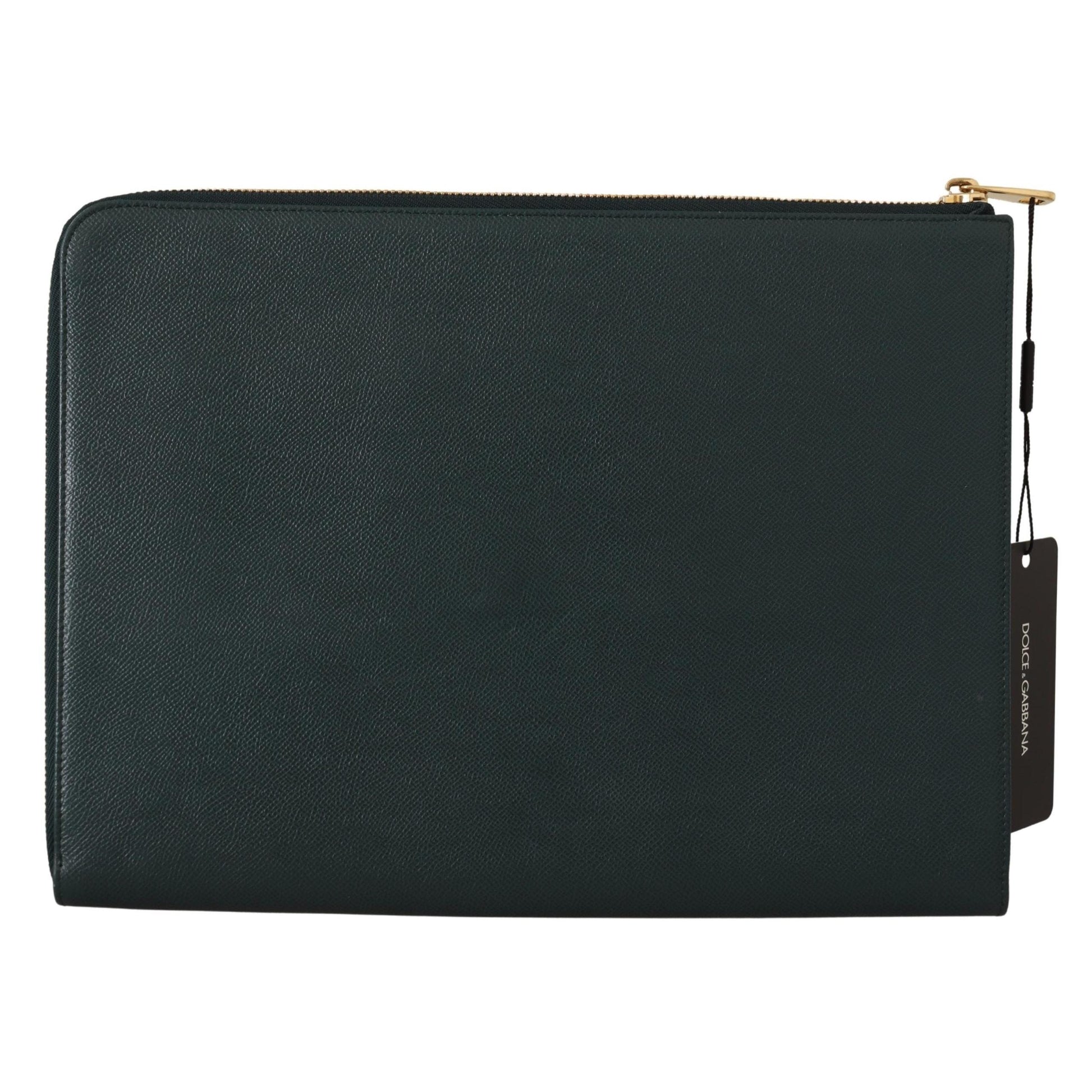 Green Leather Document Holder Zip Around Pouch Wallet - coffeewithmee2