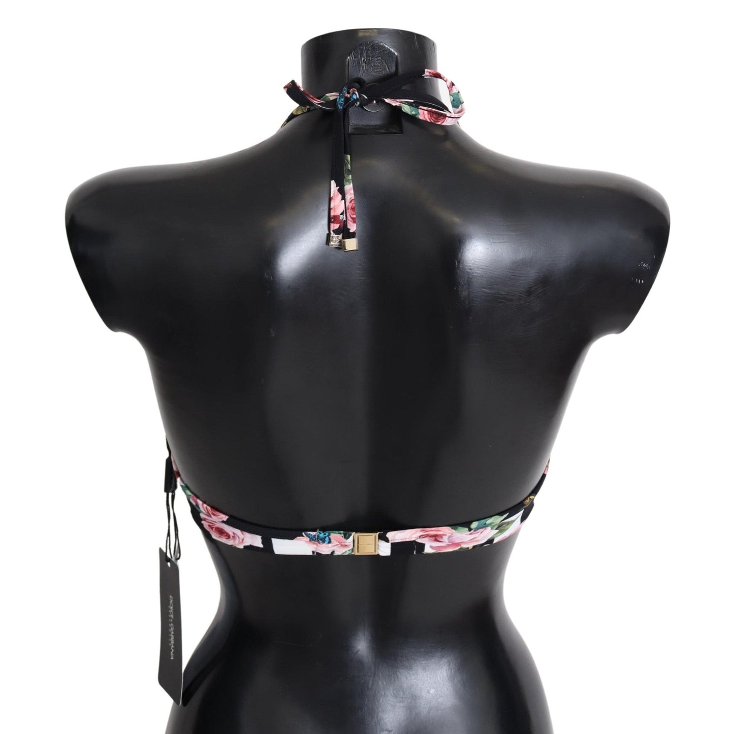 Multicolor Striped Rose Print Swimwear Bikini Tops