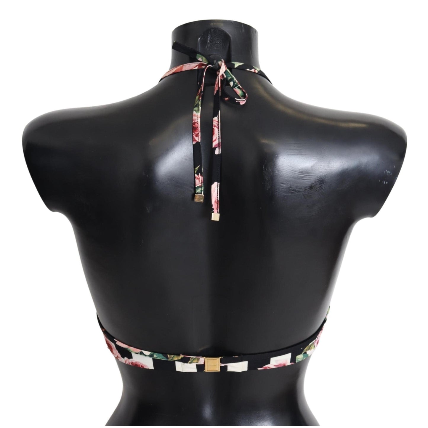 Multicolor Striped Rose Print Swimwear Bikini Tops