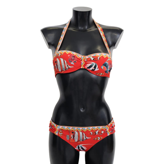 Red Fish Two Piece Swimwear Beachwear  Bikini