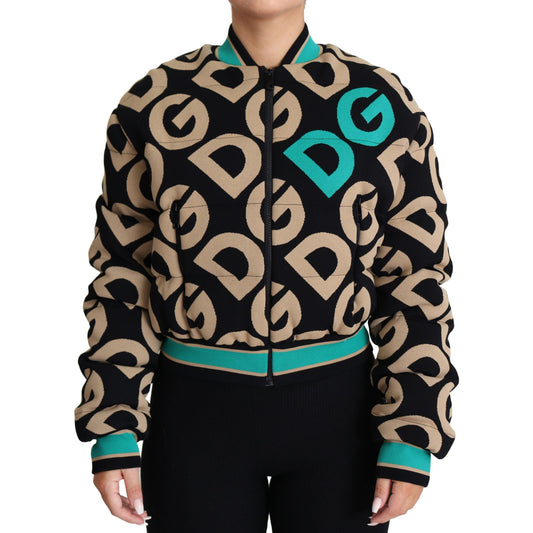 Multicolor DG Logo Print Quilted Bomber Jacket