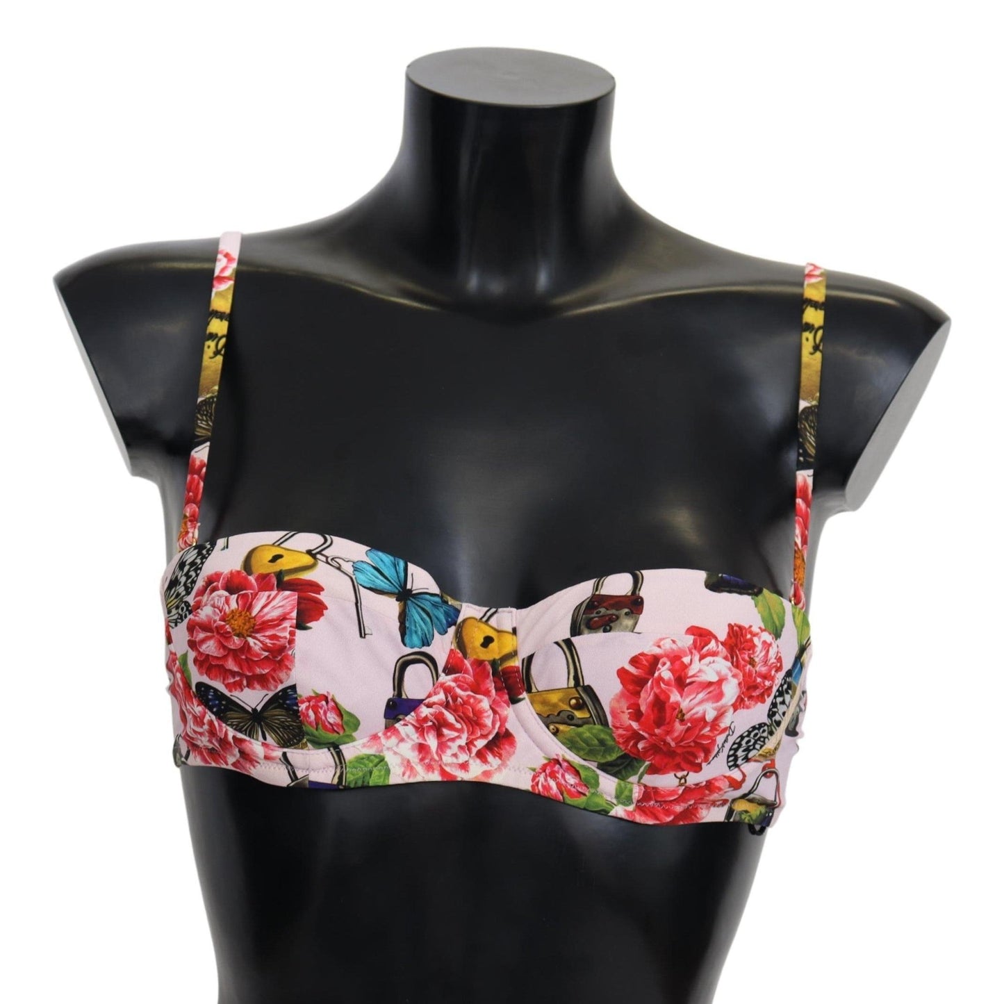 Multicolor Floral Butterfly Padlock Bikini Tops