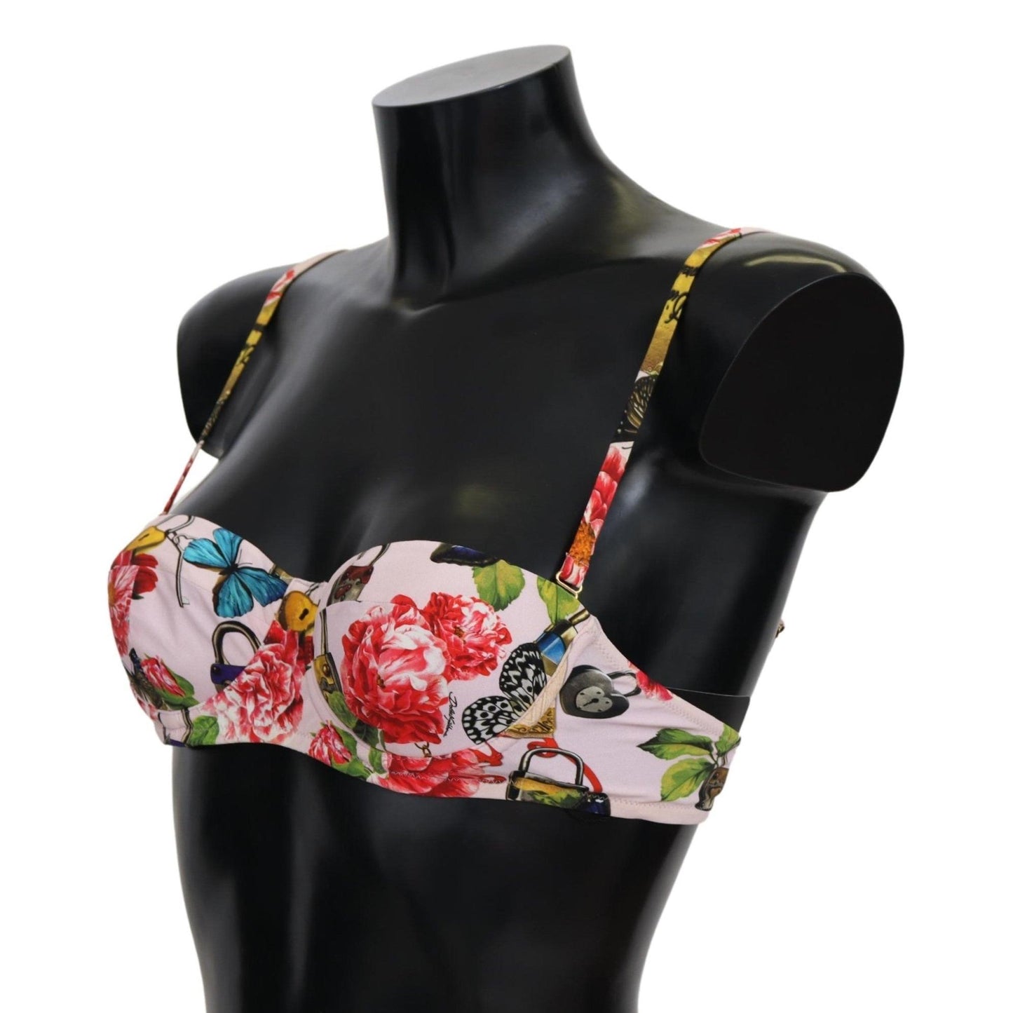 Multicolor Floral Butterfly Padlock Bikini Tops