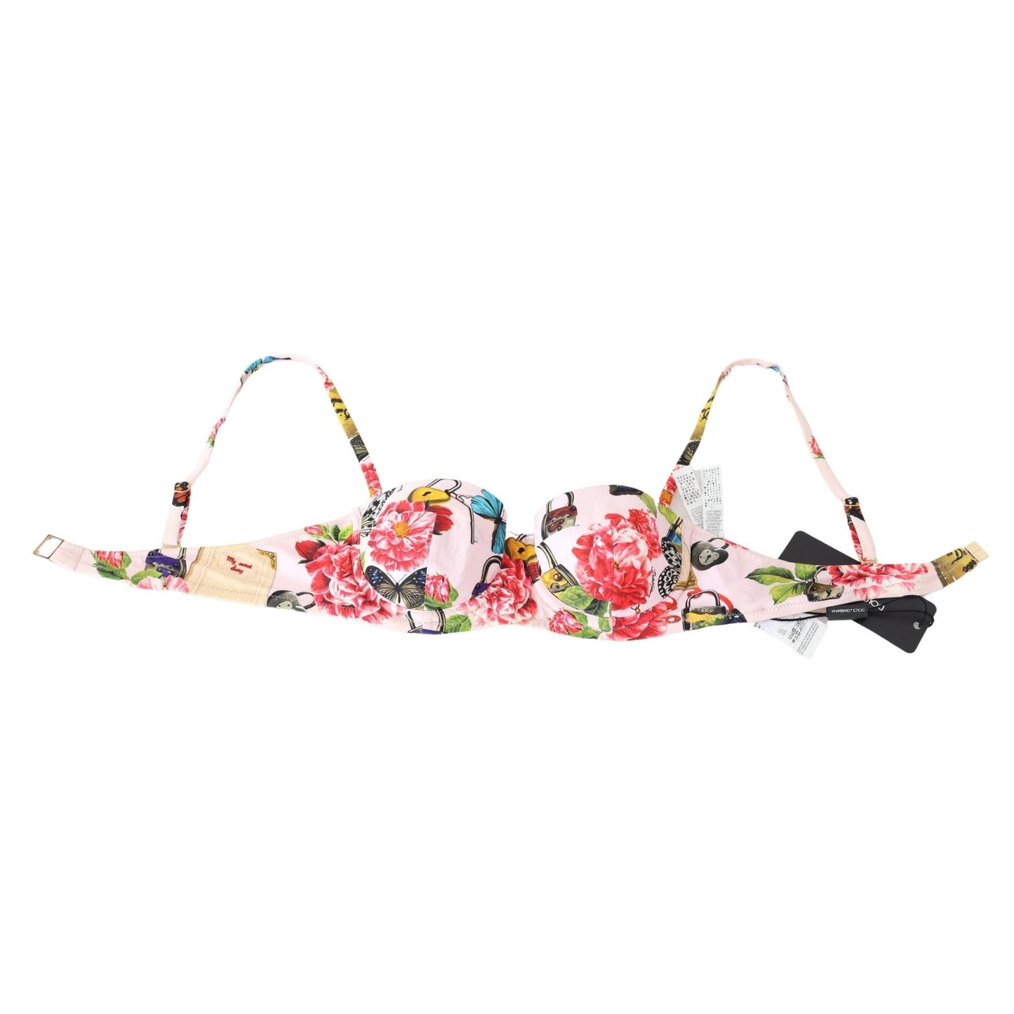 Multicolor Floral Butterfly Padlock Bikini Tops