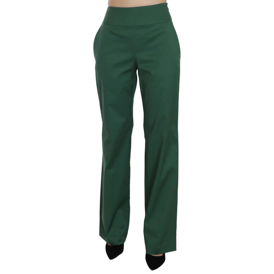 Green High Waist Straight Formal Trousers Pants