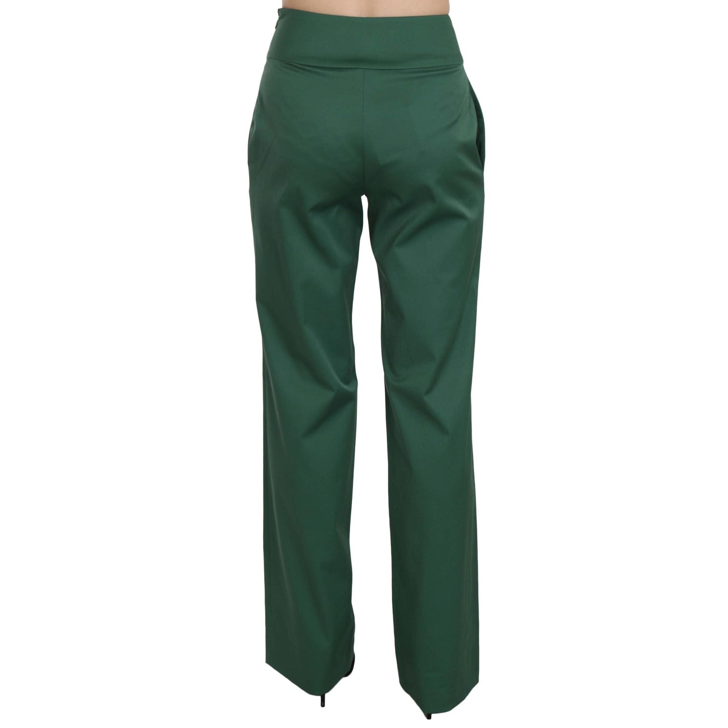 Green High Waist Straight Formal Trousers Pants