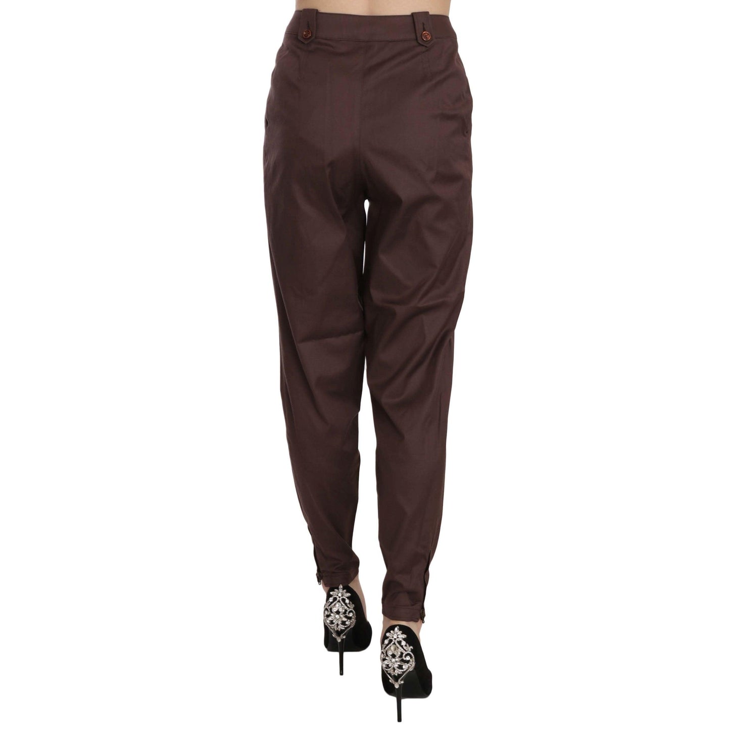 Brown High Waist Tapered Formal Trousers Pants