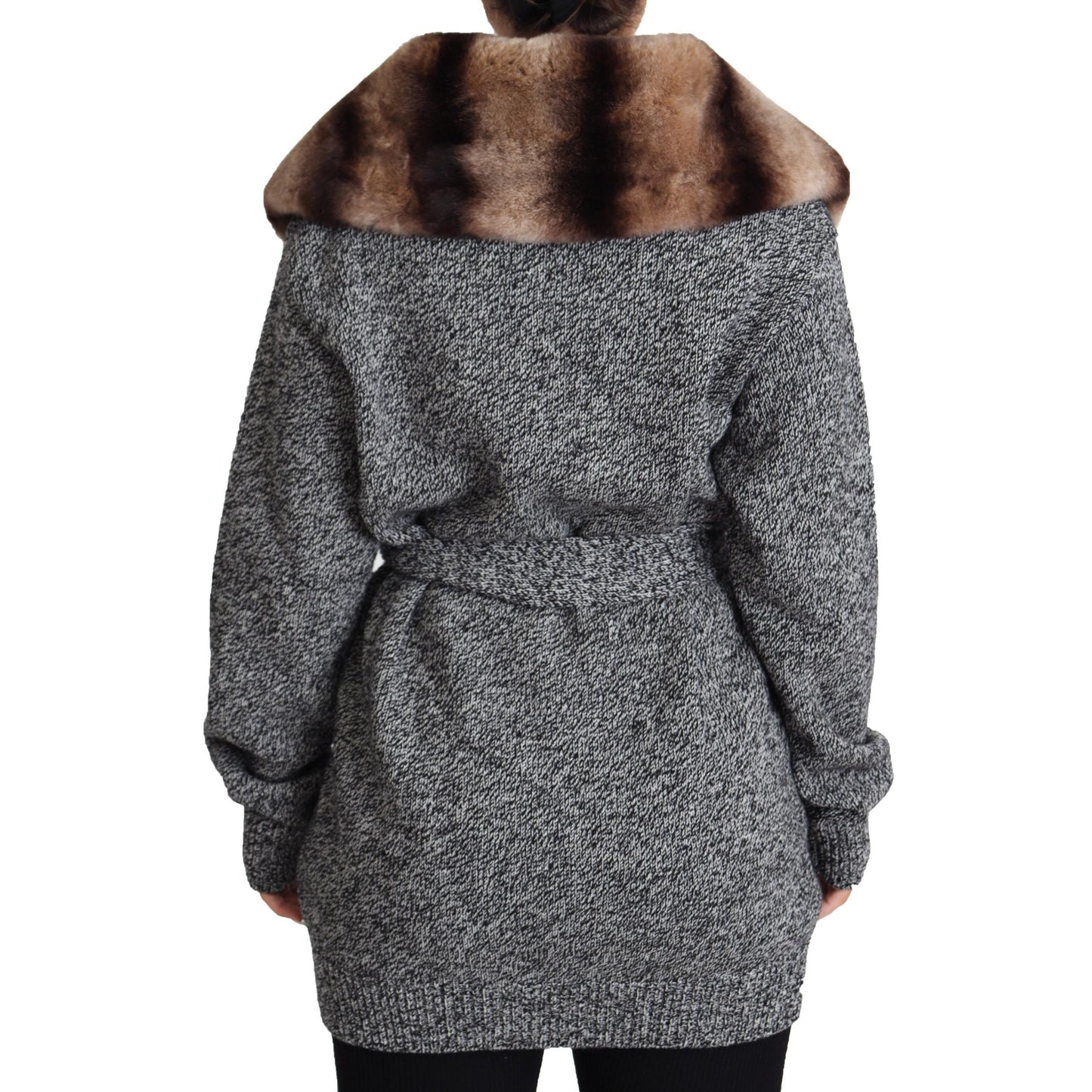 Gray Cardigan Fur Coat Cashmere Jacket