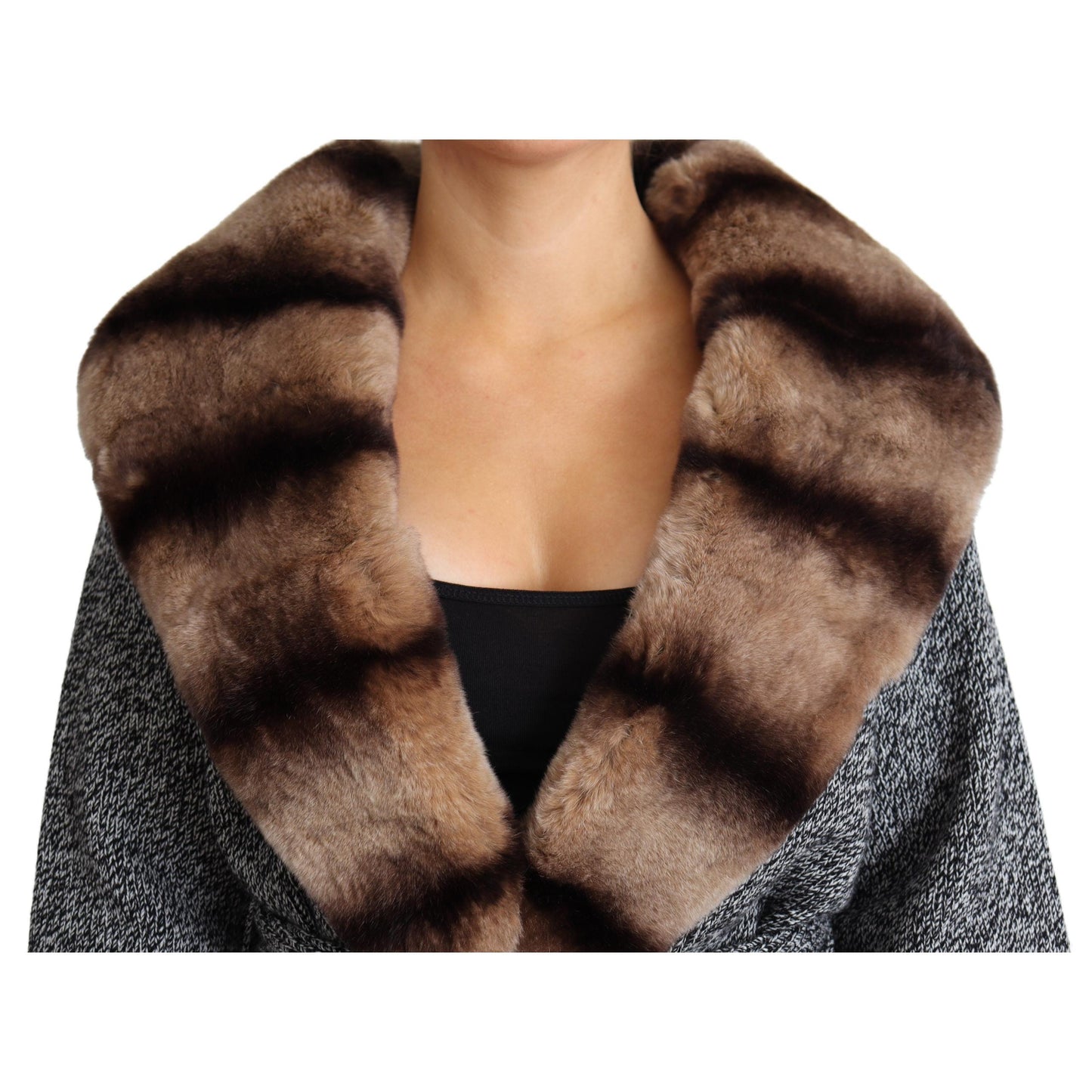 Gray Cardigan Fur Coat Cashmere Jacket