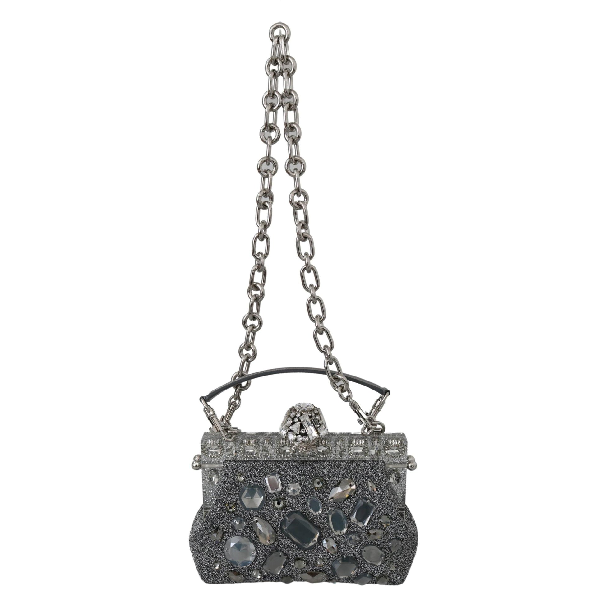 Silver VANDA Crystal Clutch Handbag Shoulder Purse - coffeewithmee2