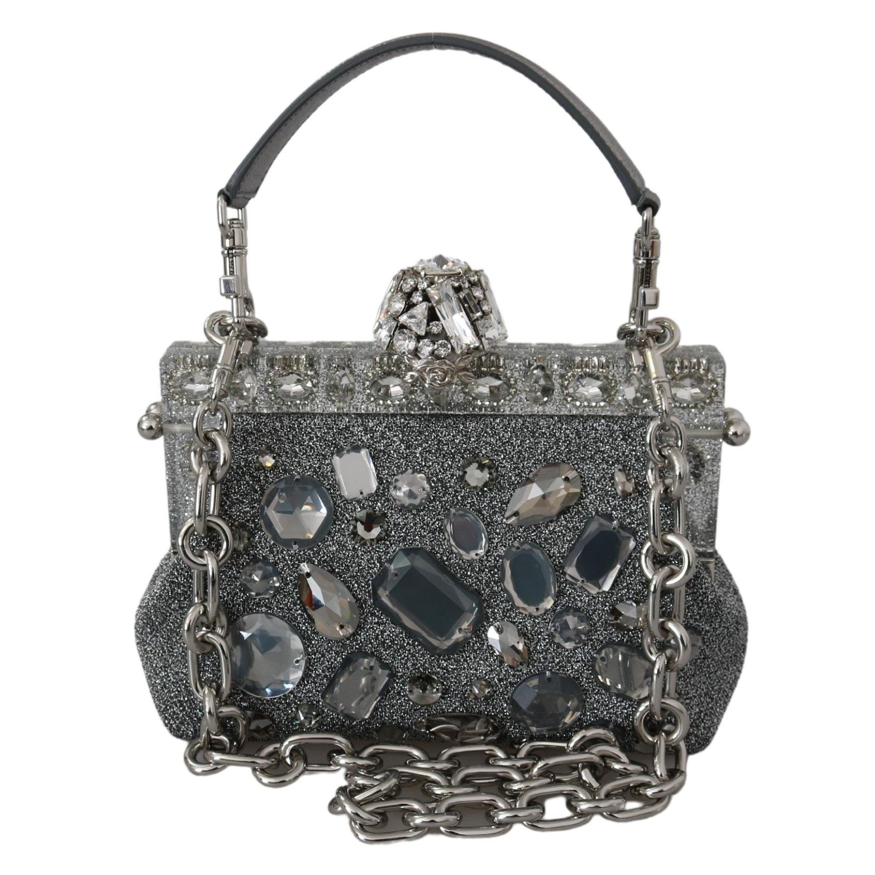 Silver VANDA Crystal Clutch Handbag Shoulder Purse - coffeewithmee2