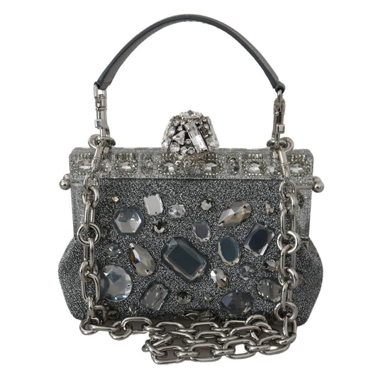 Silver VANDA Crystal Clutch Handbag Shoulder Purse - coffeewithmee2