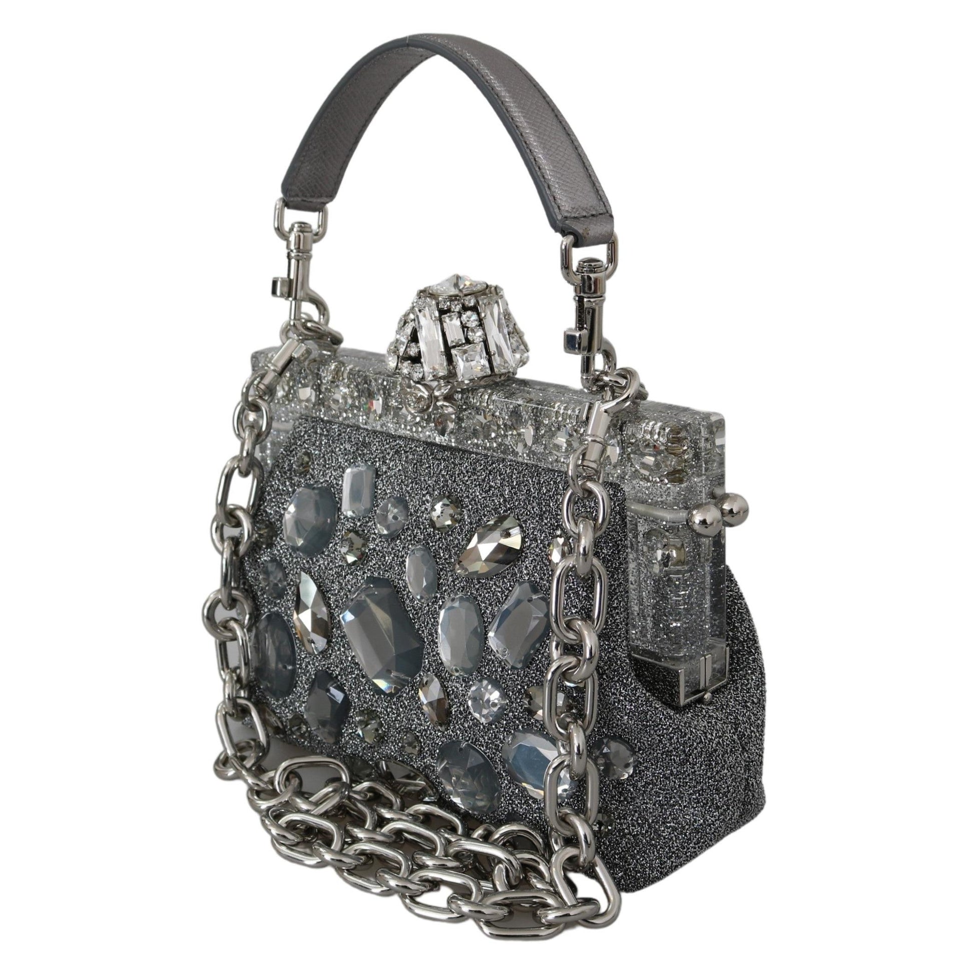 Silver VANDA Crystal Clutch Handbag Shoulder Purse - coffeewithmee2
