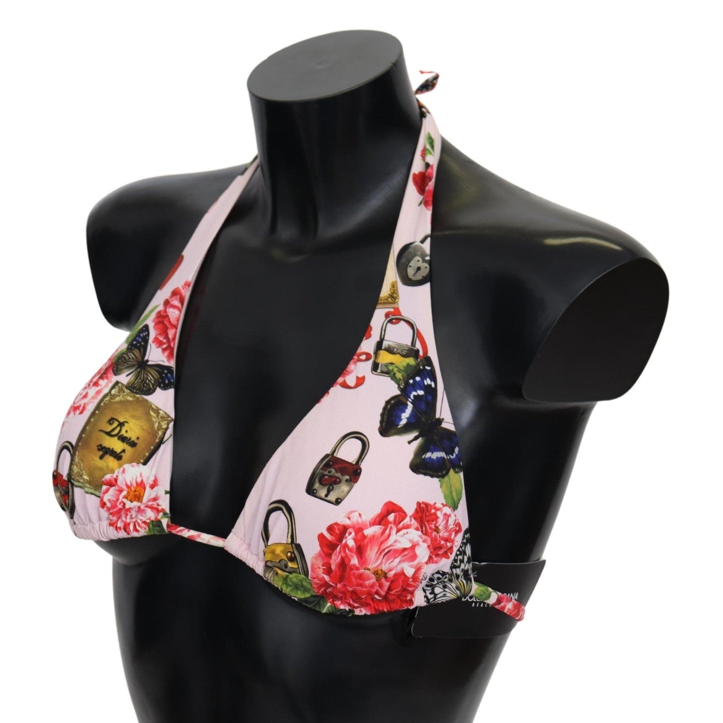 Multicolor Floral Butterfly Padlock Bikini Tops