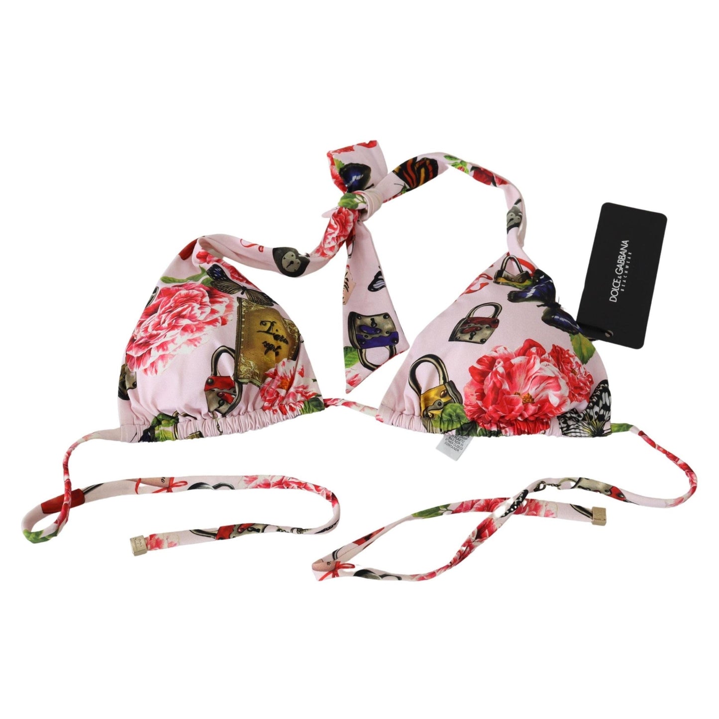 Multicolor Floral Butterfly Padlock Bikini Tops