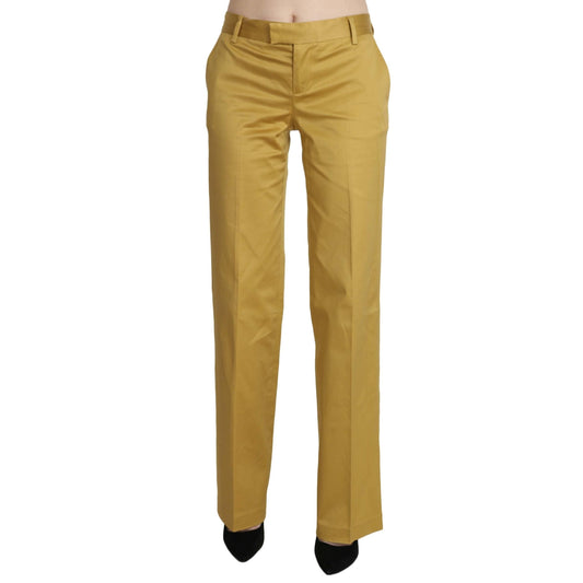 Mustard Yellow Straight Formal Trousers Pants
