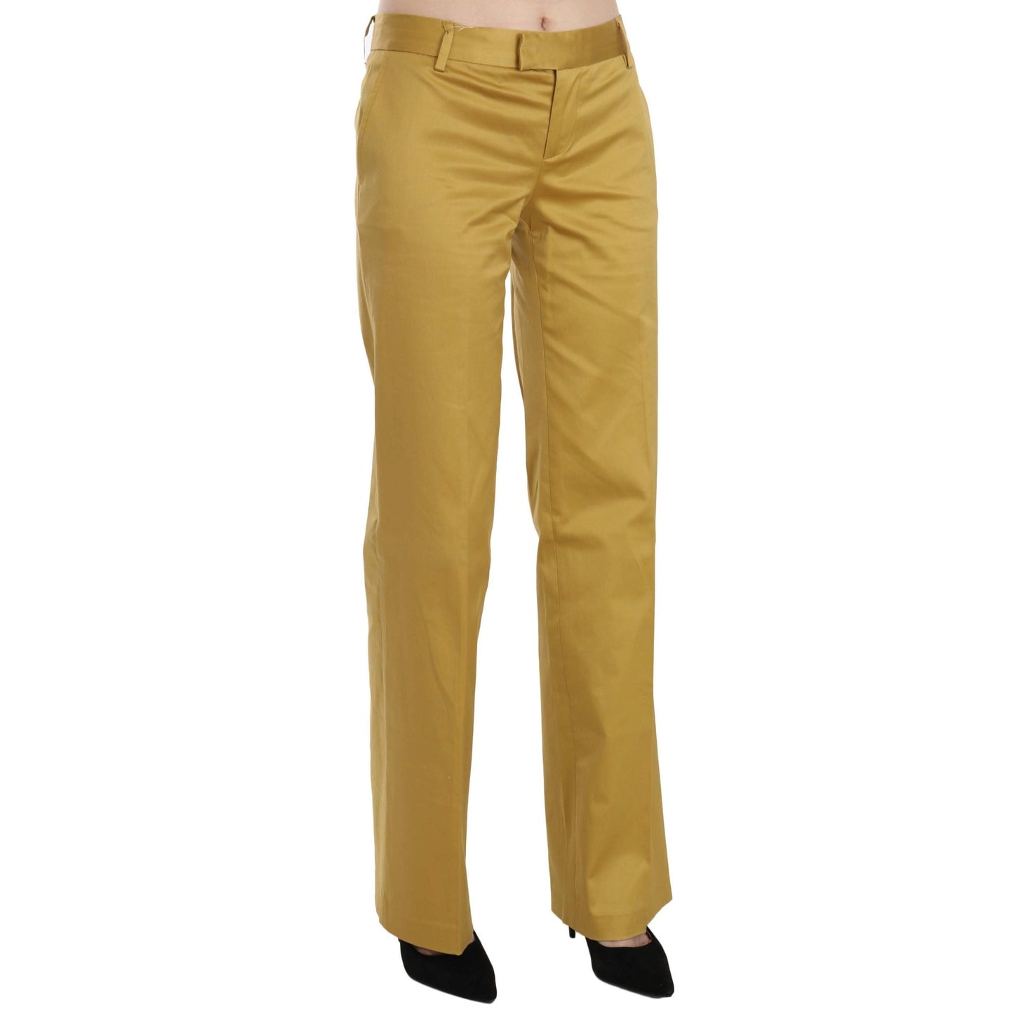 Mustard Yellow Straight Formal Trousers Pants