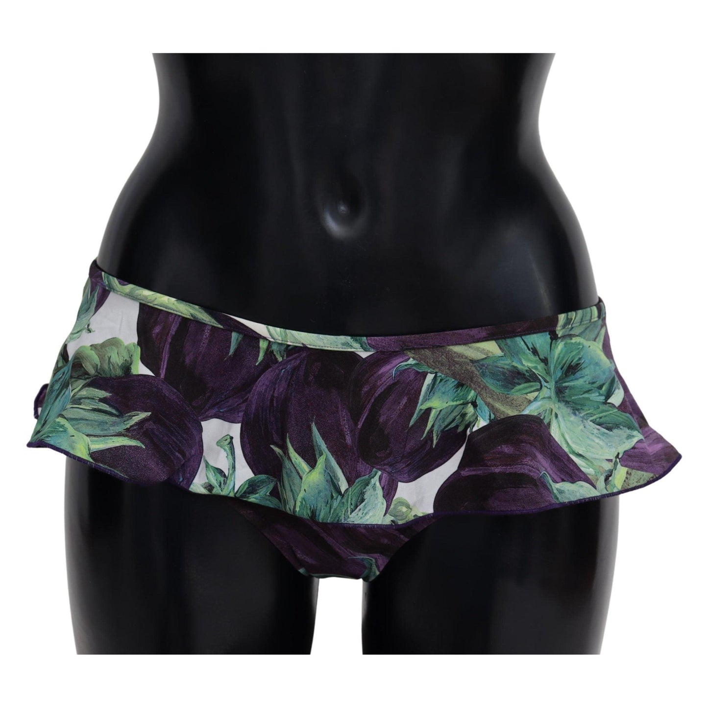 Green Eggplant Print Swimwear Beachwear Bikini Bottom