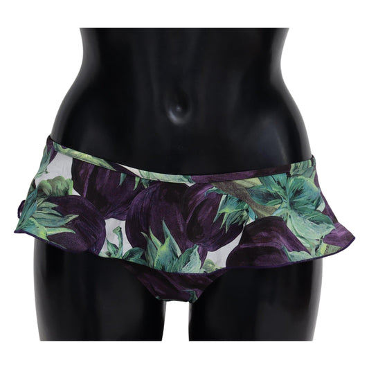 Green Eggplant Print Swimwear Beachwear Bikini Bottom