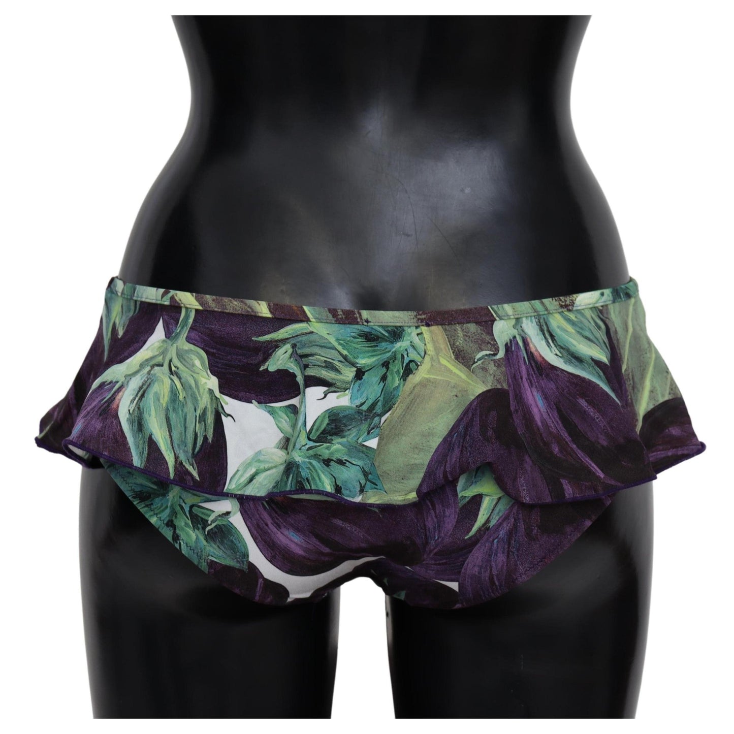 Green Eggplant Print Swimwear Beachwear Bikini Bottom