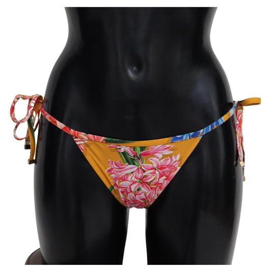 Orange Floral Print Swimwear Beachwear Bikini Bottom