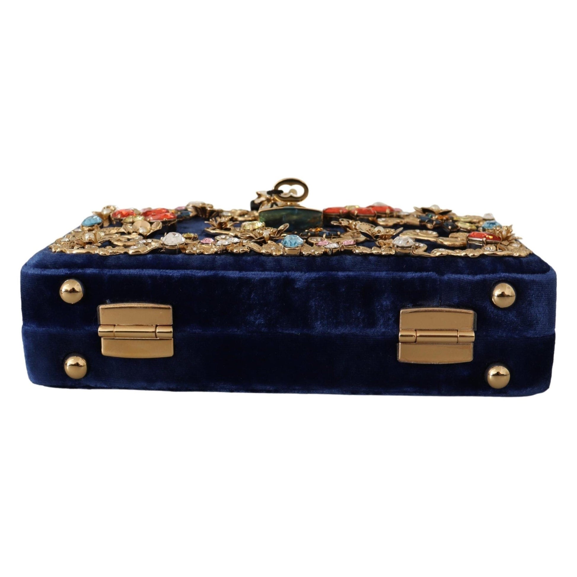 Blue Velvet Crystals Evening Party Clutch Bag BOX - coffeewithmee2