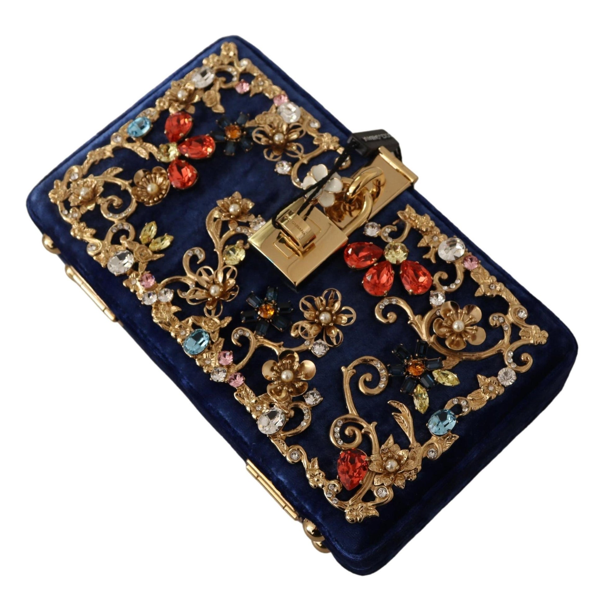 Blue Velvet Crystals Evening Party Clutch Bag BOX - coffeewithmee2