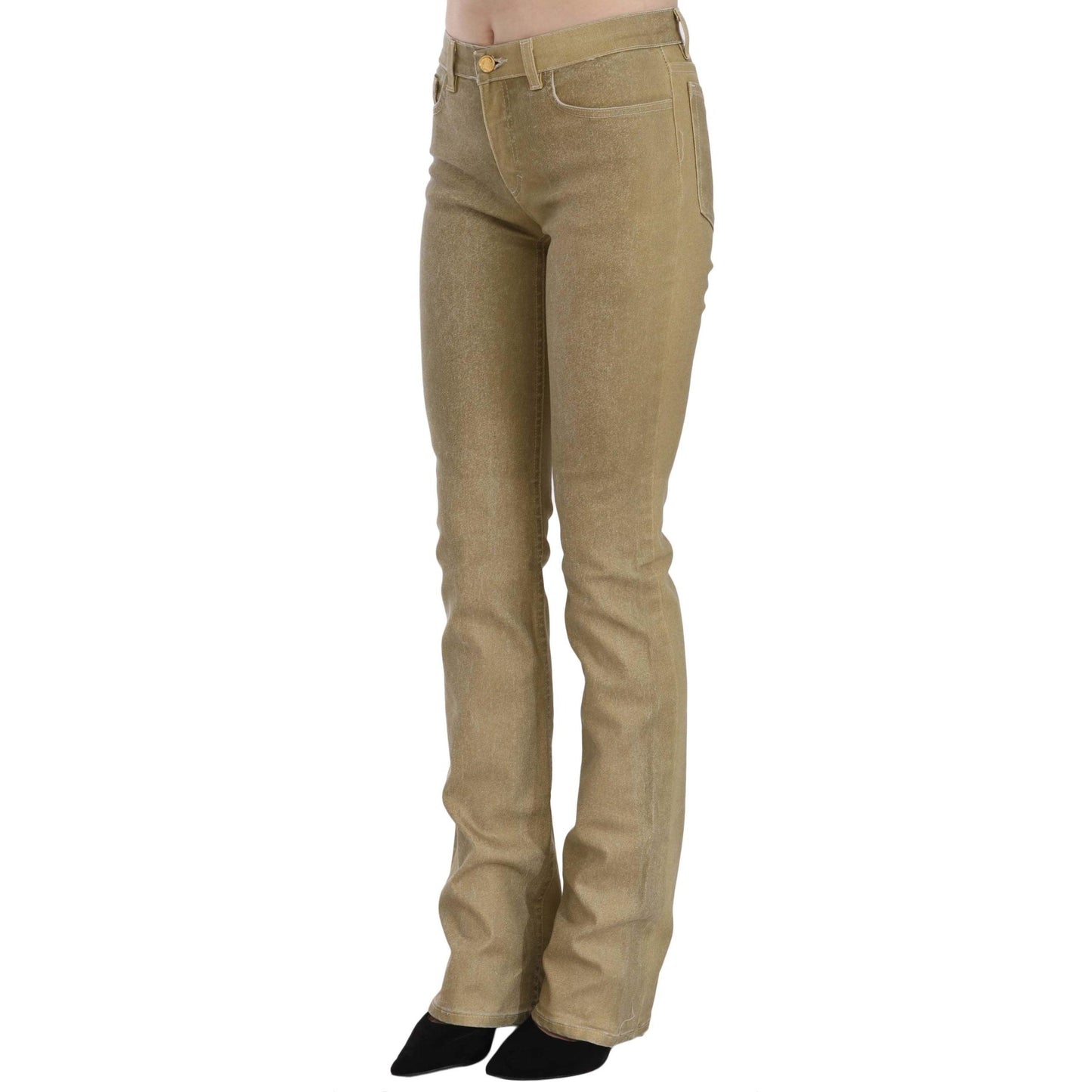 Brown Mid Waist Skinny Denim Pants Jeans