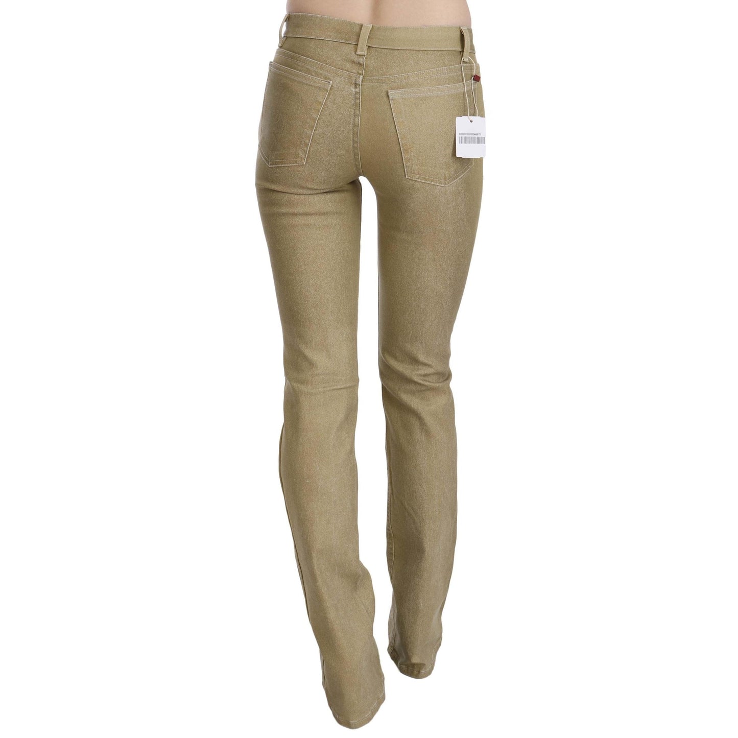 Brown Mid Waist Skinny Denim Pants Jeans