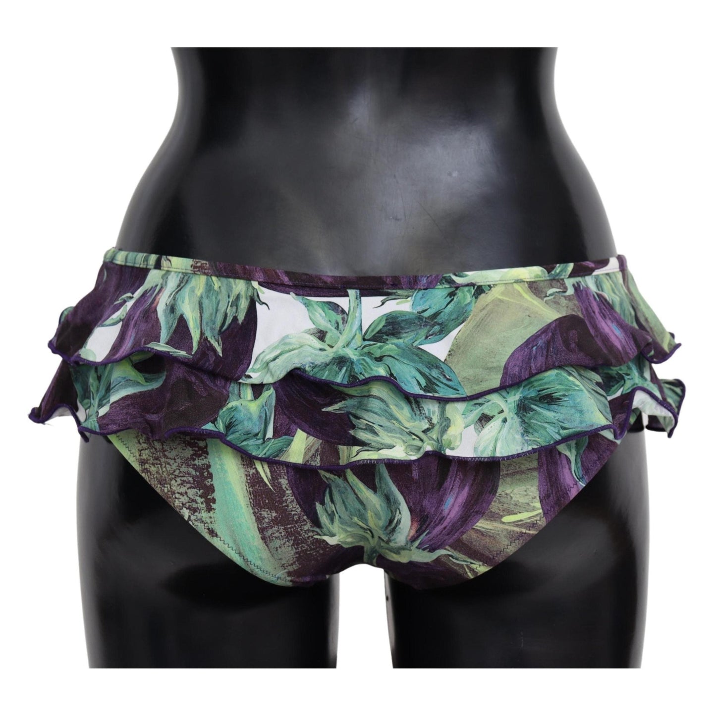 Green Eggplant Print Swimwear Beachwear Bikini Bottom