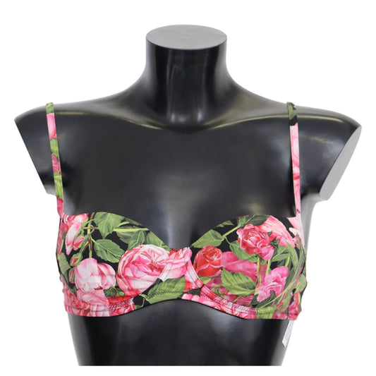 Pink Floral Print Swimsuit Beachwear Bikini Tops