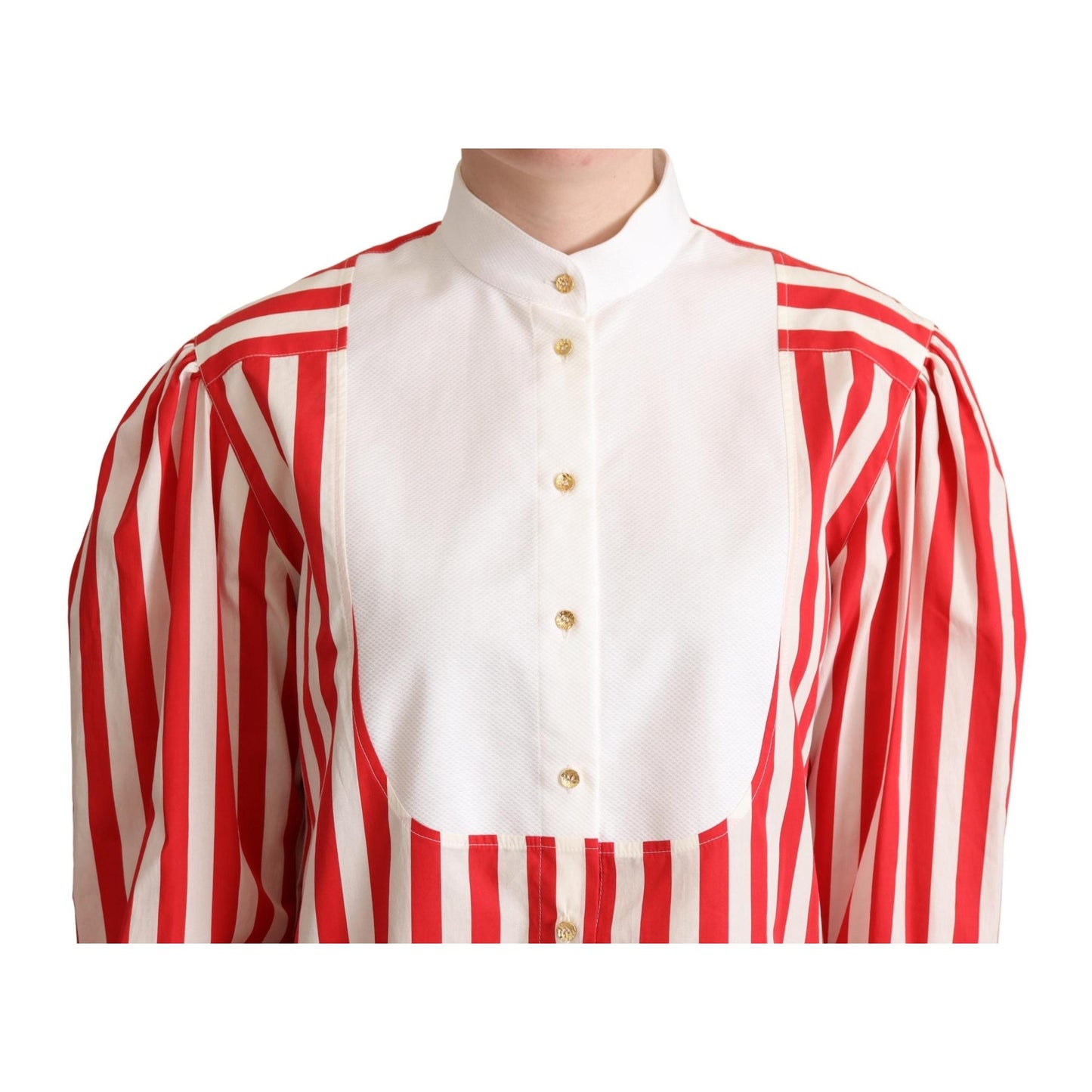 Red White Striped Long Sleeves Formal Shirt