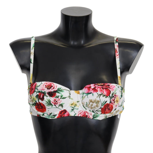 White Floral Print Swimsuit Beachwear Bikini Tops