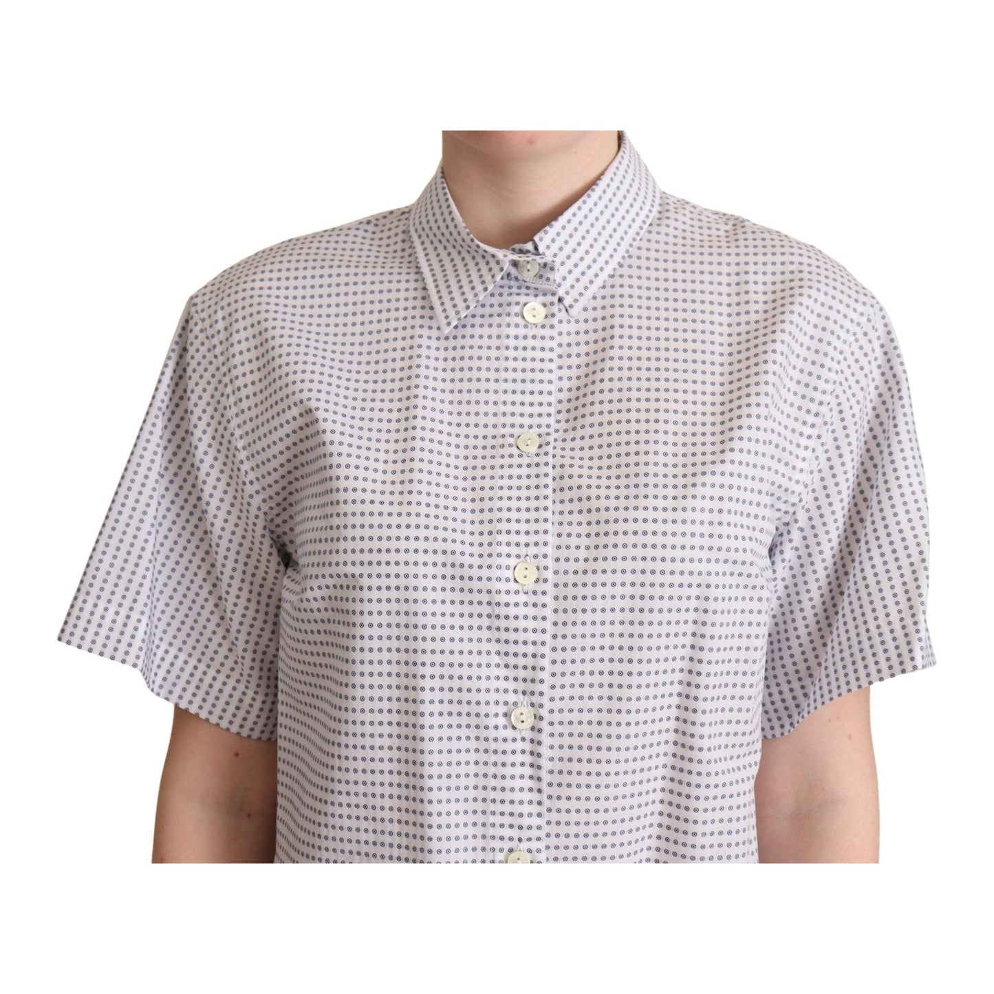 White Polka Dots Collared Blouse Shirt