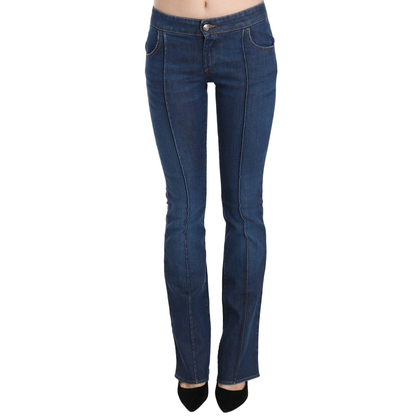 Blue Low Waist Boot Cut Denim Pants Jeans