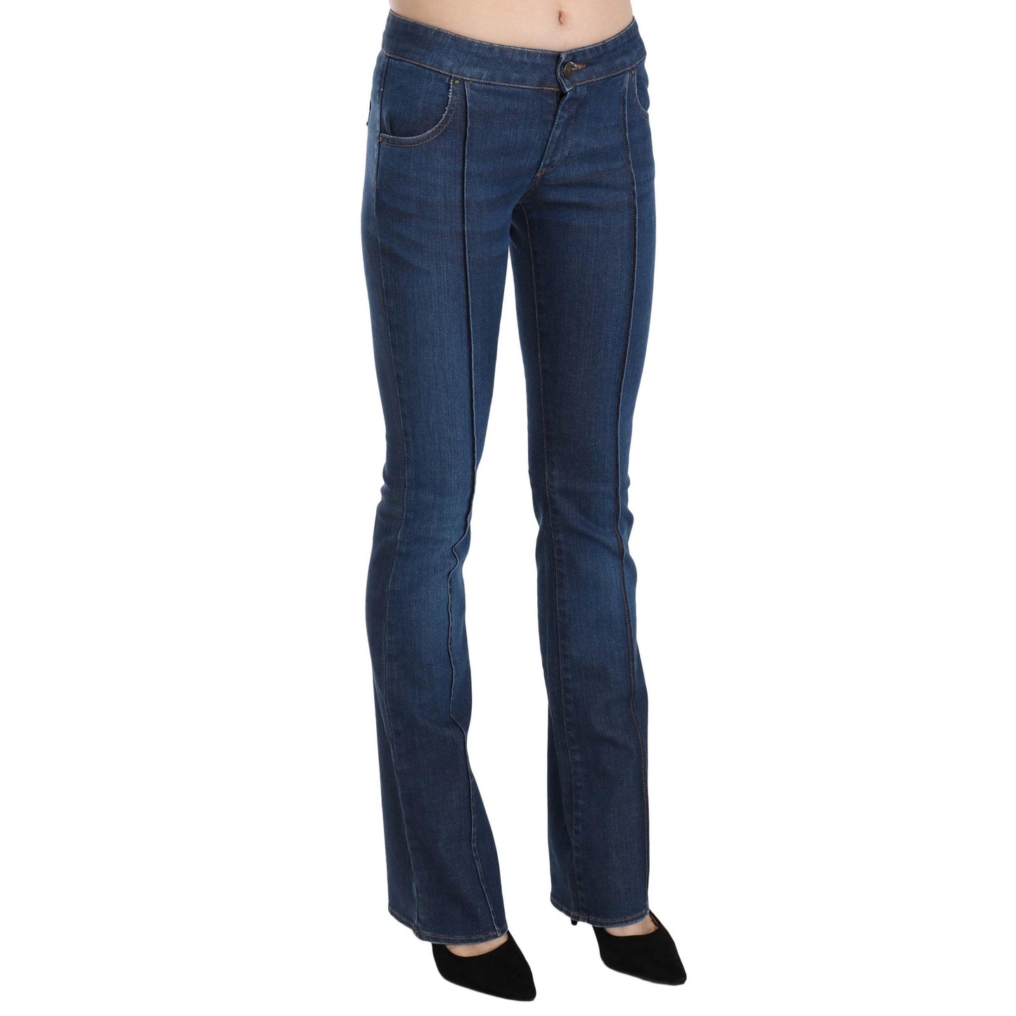 Blue Low Waist Boot Cut Denim Pants Jeans