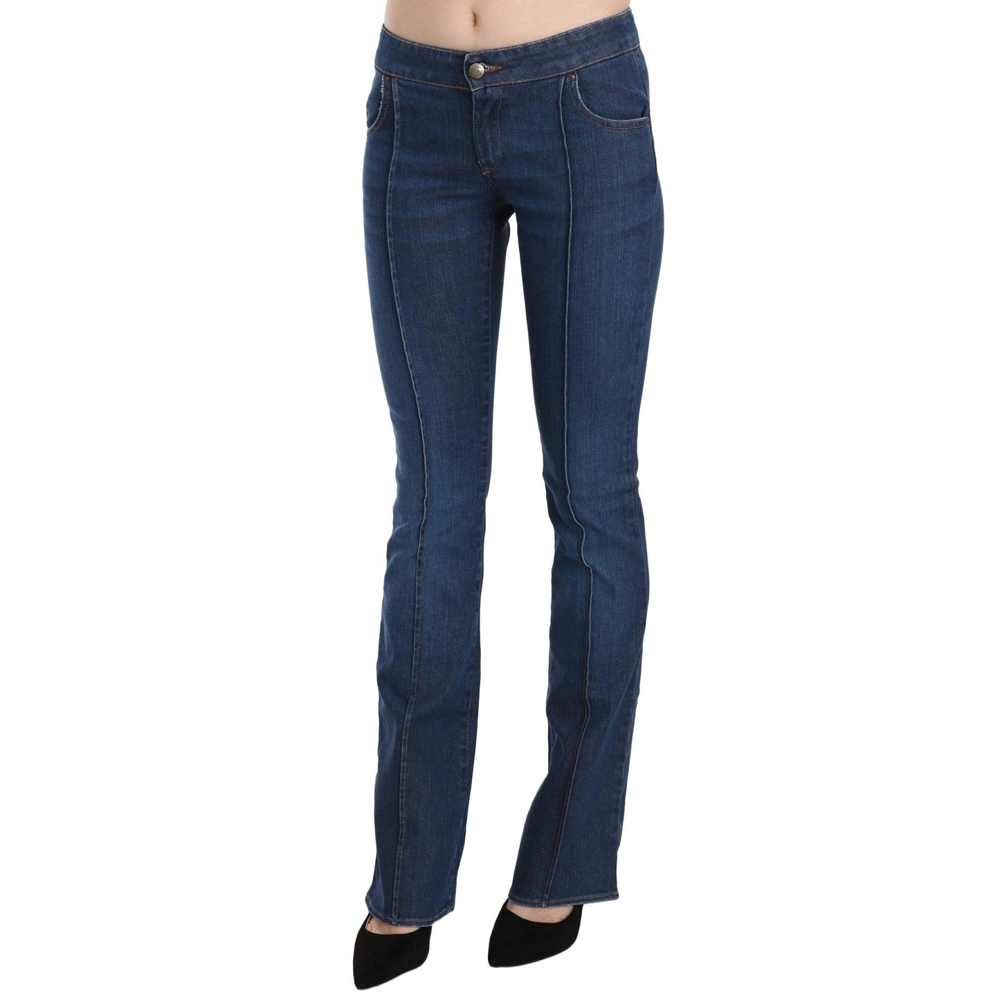 Blue Low Waist Boot Cut Denim Pants Jeans