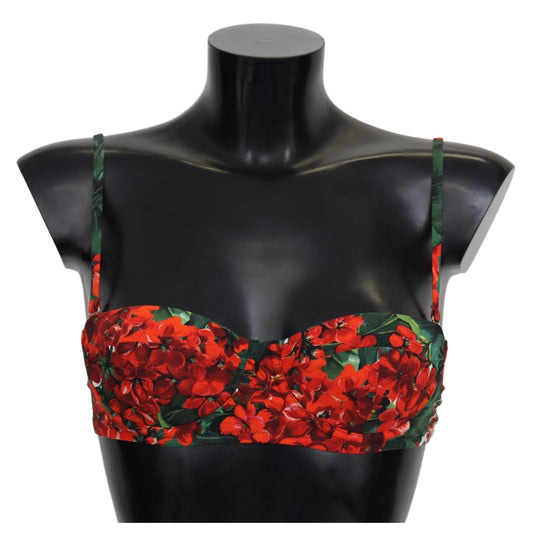 Red Floral Print Swimsuit Beachwear Bikini Tops