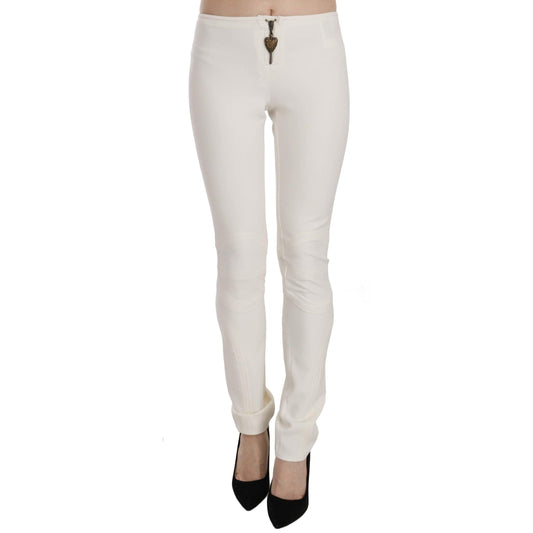 White Mid Waist Skinny Dress Trousers Pants