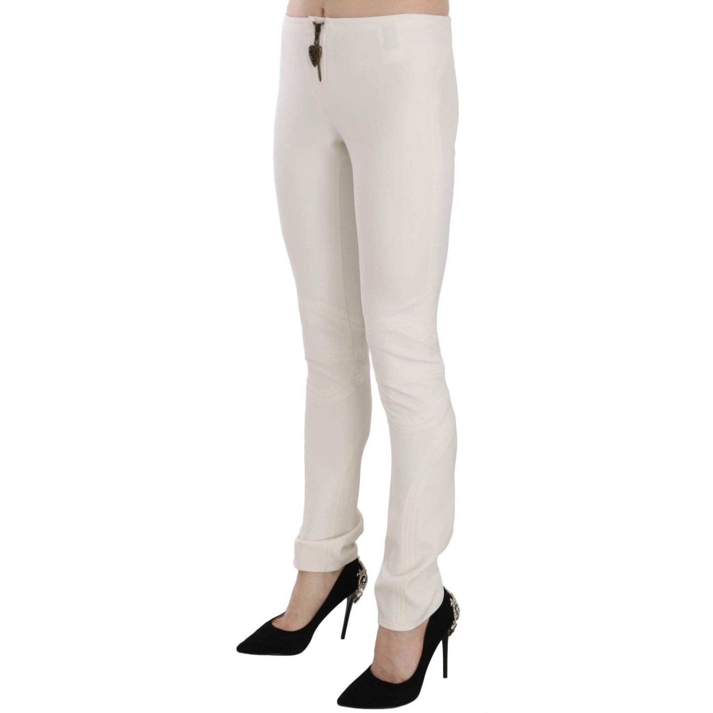 White Mid Waist Skinny Dress Trousers Pants