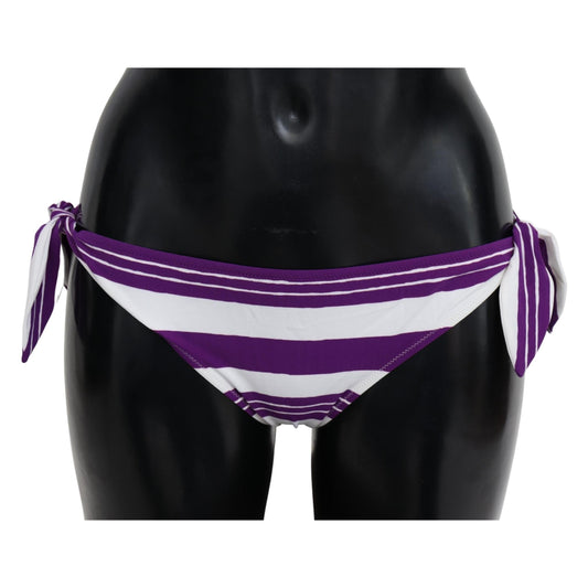 Purple White Stripes Beachwear Bikini Bottom