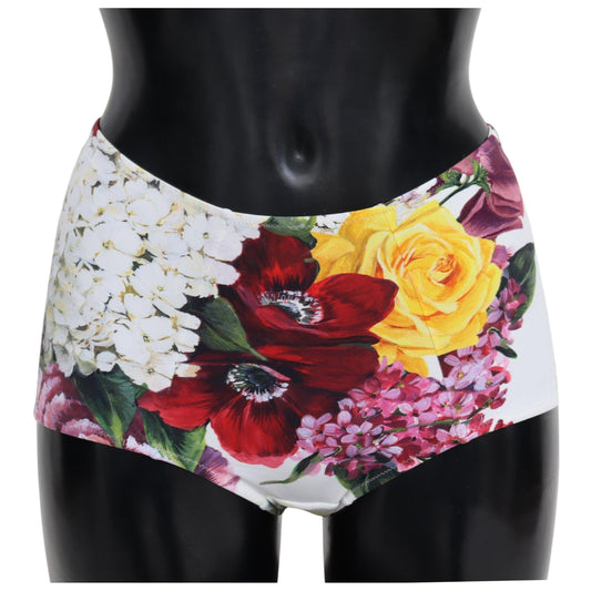 White Floral Print Swimwear Beachwear Bikini Bottom
