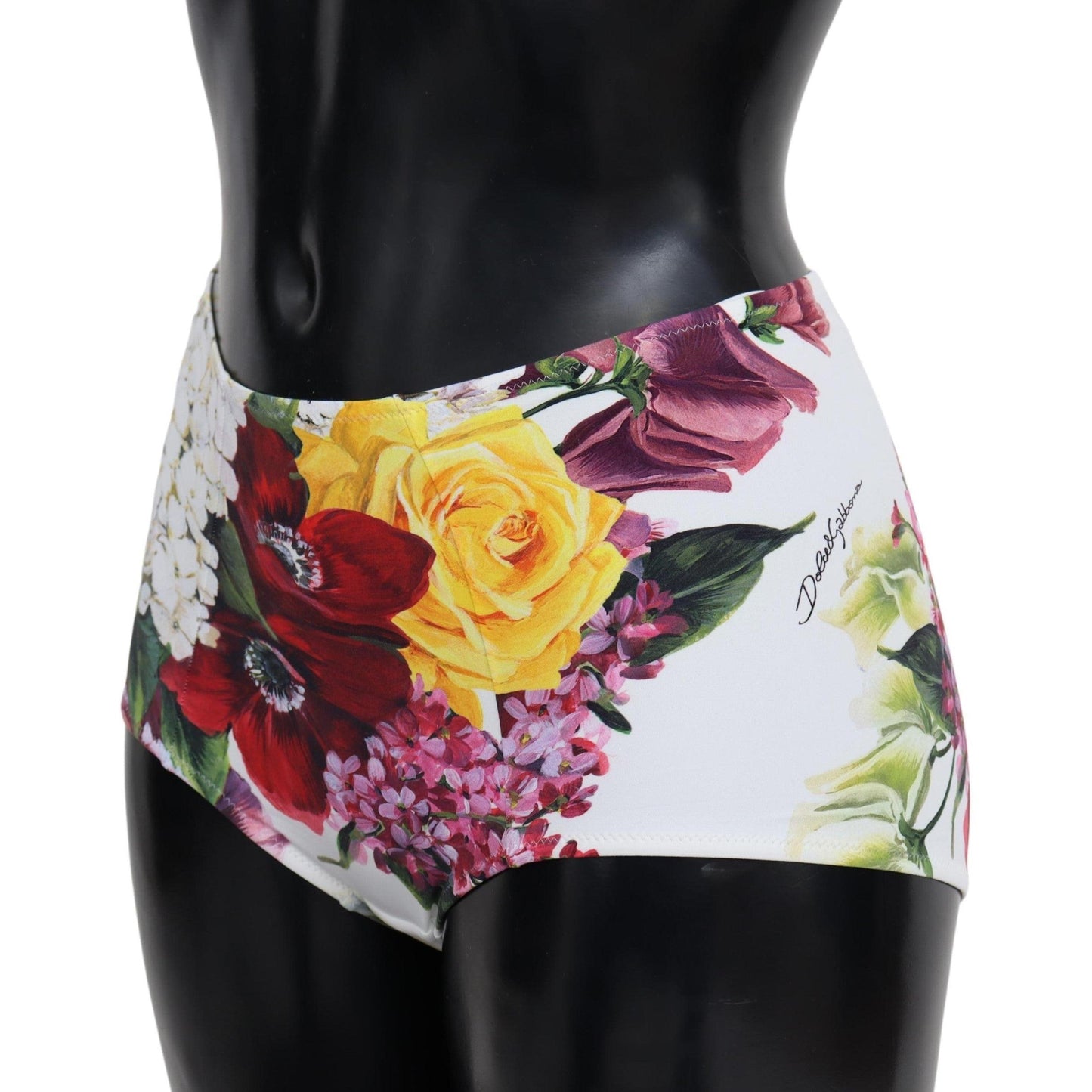 White Floral Print Swimwear Beachwear Bikini Bottom