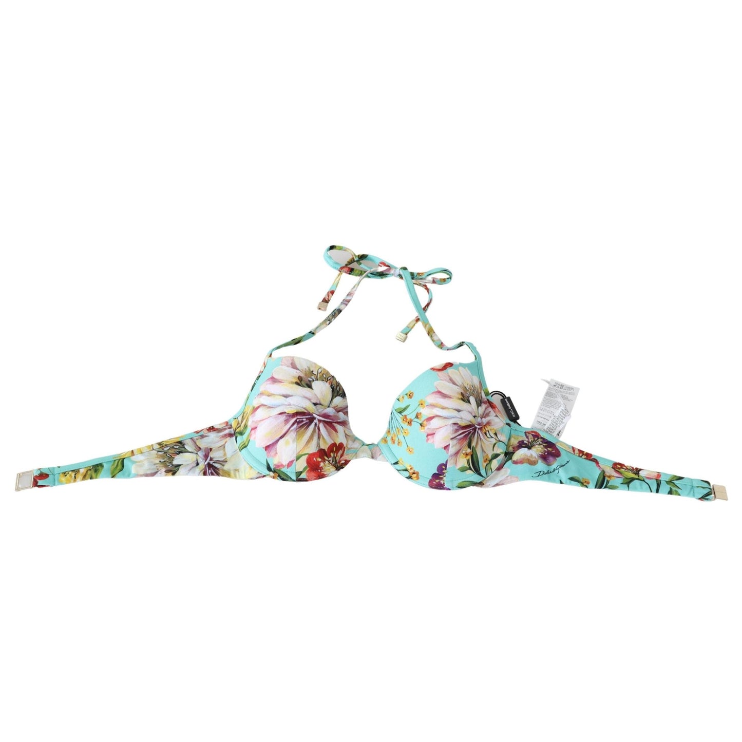 Mint Green Floral Print Beachwear Bikini Tops